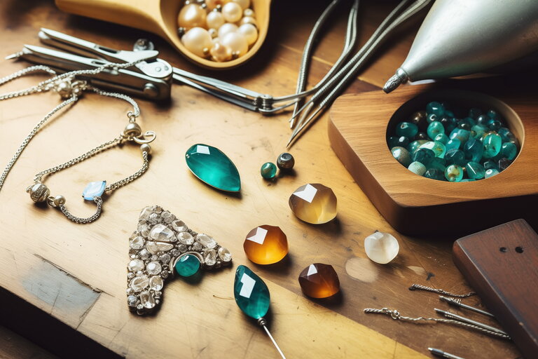Workplace of jewelry accessories designer